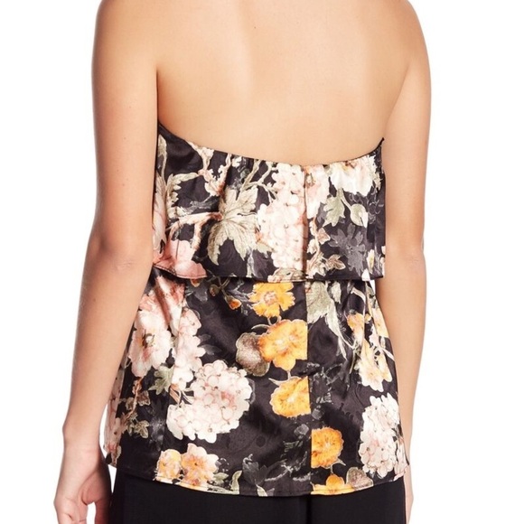 WAYF Strapless Tiered Flowing Floral Print Top 0101 - Picture 3 of 12